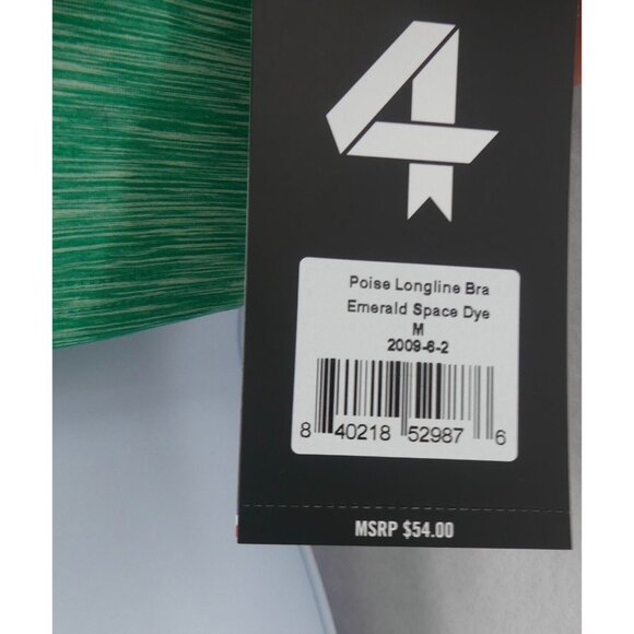 FourLaps Medium Sports Bra Poise Longline Emerald Space Dye NWT $54. - Picture 3 of 8